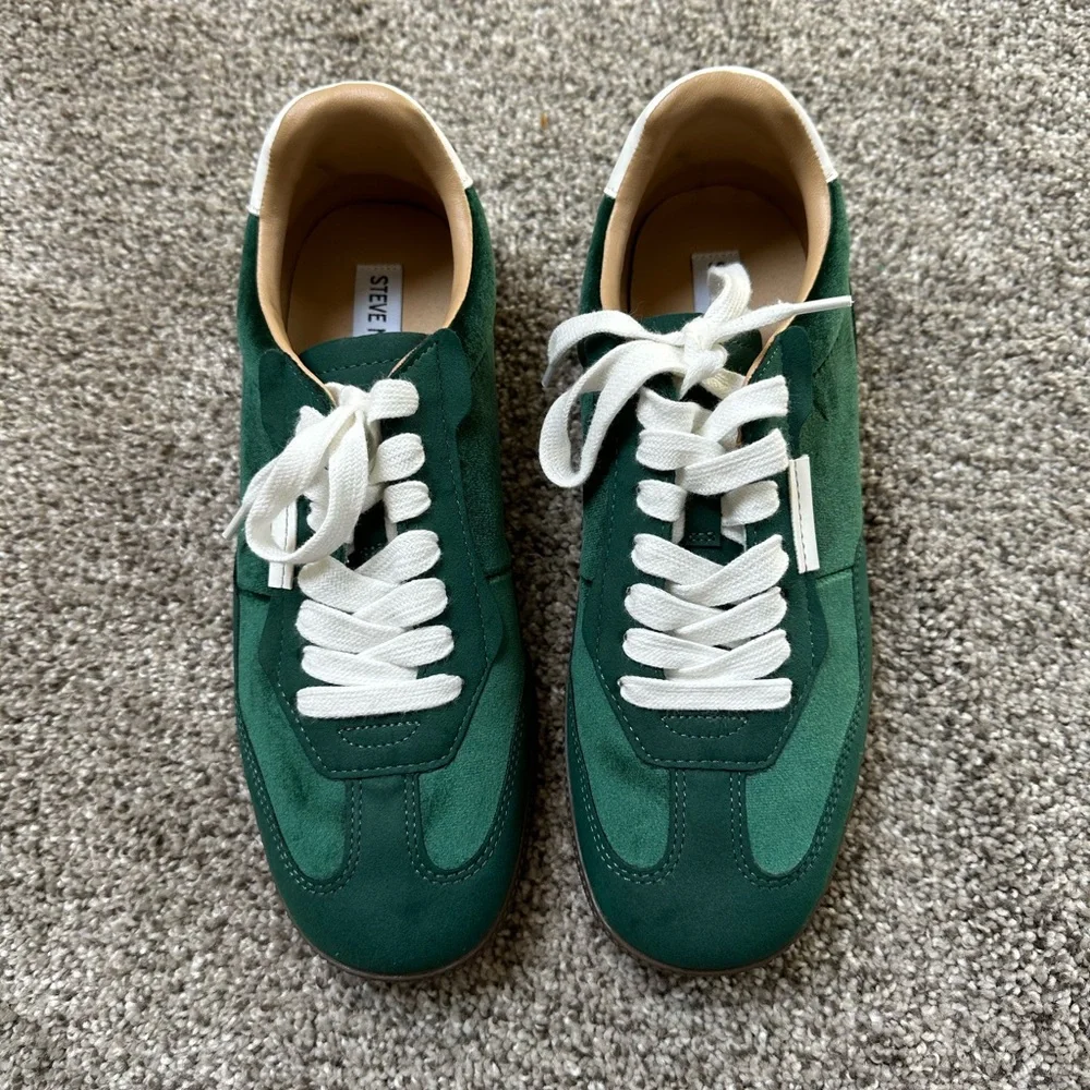 Steve Madden Green Suede Sneakers with White Laces